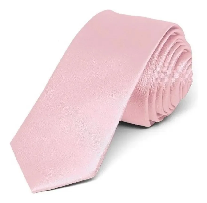 Kit 20 Gravatas Slim Fit Casamento, Padrinhos, Formatura Cor Rosa-bebê