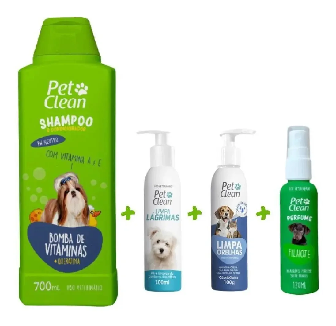 Shampoo Pet Shihtzu + Limpa Orelhas, Lágrimas, Colônia