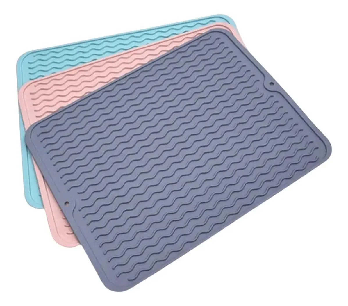 Escorredor De Louça Tapete Descanso De Panela Silicone Azul