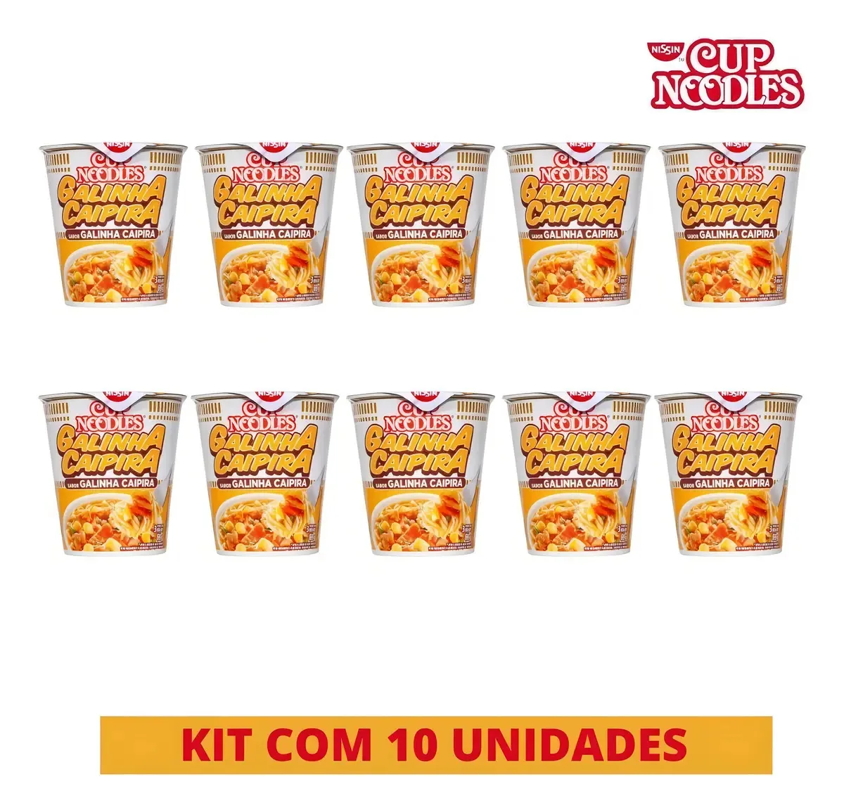 Cup Noodles Macarrão Nissin Galinha Caipira 69g Kit Com 10