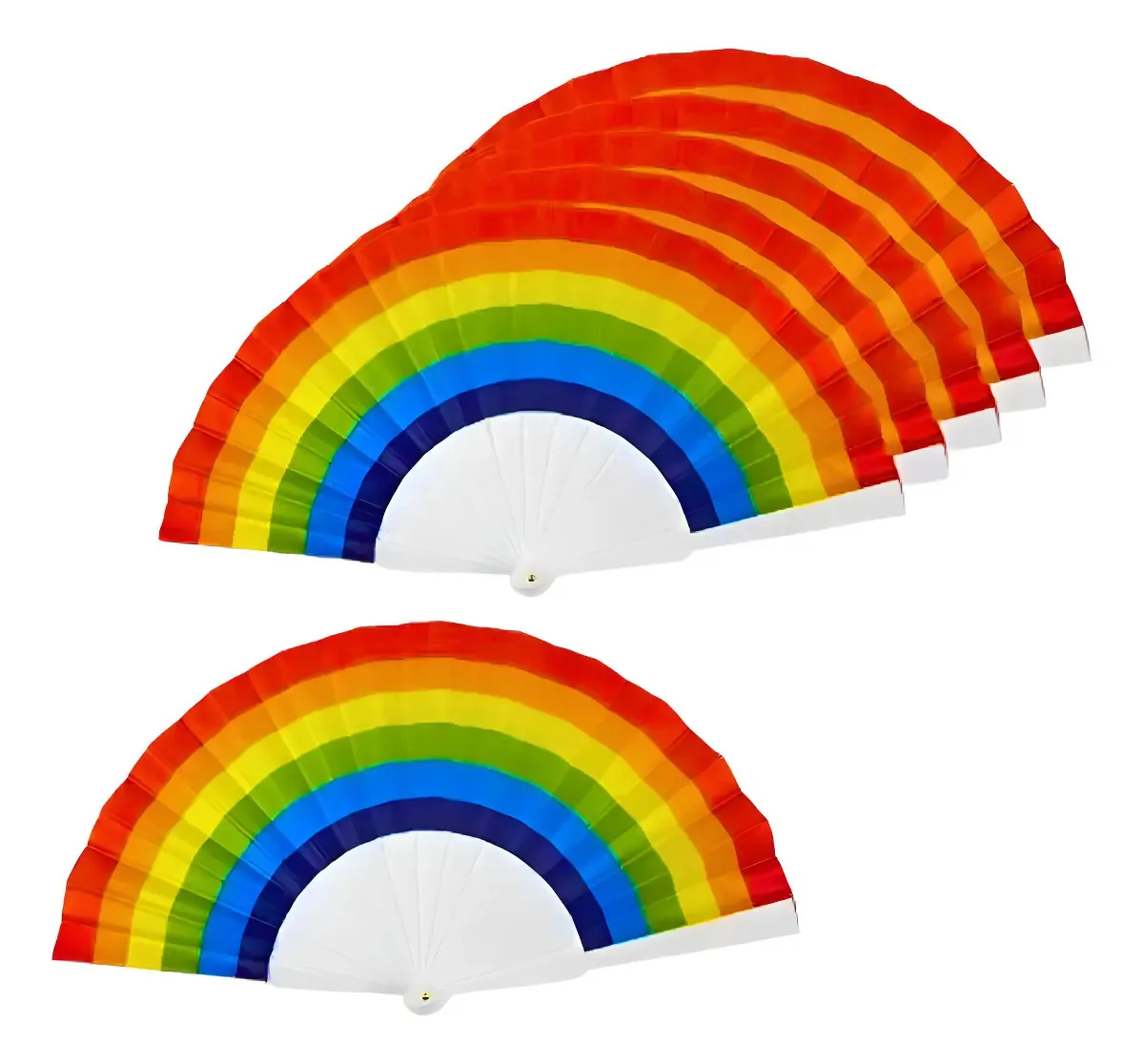 Kit 5 Leques Coloridos Arco Íris LGBT Tok D' Casa Festas Carnaval