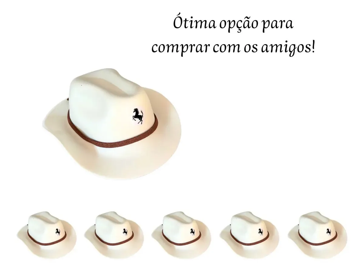 Kit 5 Chapéus Preto Branco Vaqueiro Cowboy Atacado Festa