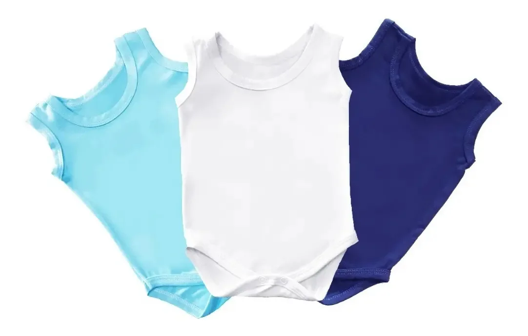 Kit 3 Bodies Regata Liso Para Bebê de Algodão e Elastano