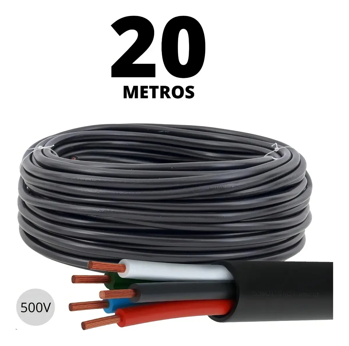 Cabo Elétrico Techfio 5x2,5mm 20m Preto Ideal Aquecedor Climatização