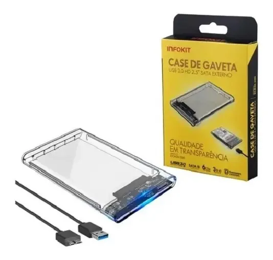 Case Transparente Transforma Hd Ou Ssd Em Hd Externo Rápido