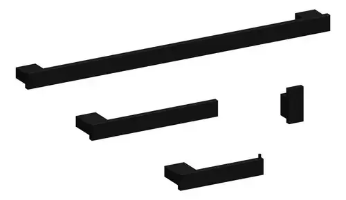 Kit Banheiro 50cm 4 Acessórios Para Banheiro Inox Preto