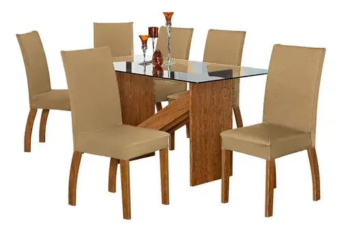 Kit 4 Capas Para Cadeira Jantar Malha Lisa Cor Marrom-claro