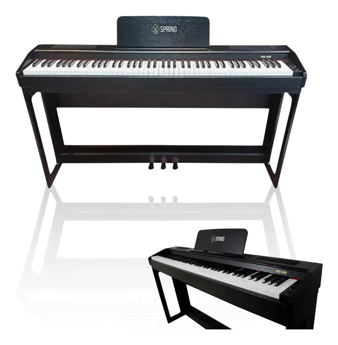 Piano Digital Top 88 Teclas Com Estante Suporte Rack Madeira