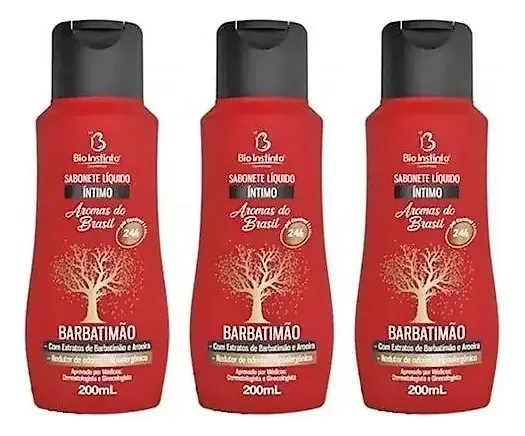 Kit 3 Sabonetes Líquido Íntimo Barbatimão Aromas Do Brasil