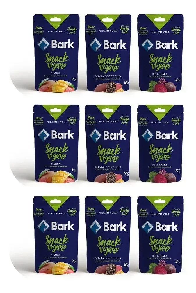 Kit 9 Pacotes De Petiscos Para Cães Bifinhos Veganos Bark