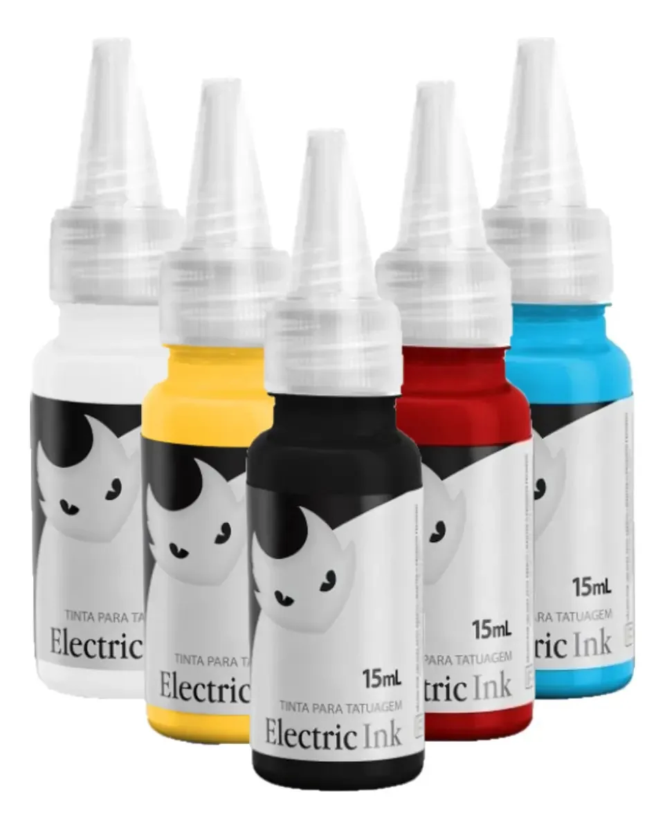 Kit 5 Tintas Tatuagem Cores Primárias Electric 15ml Tattoo
