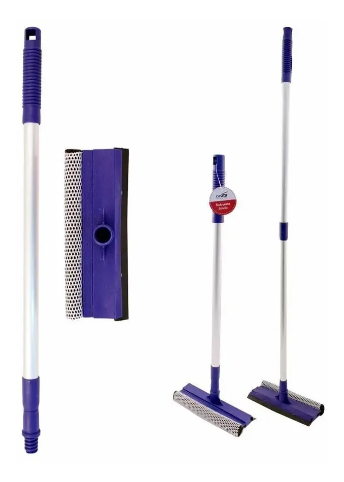 4 Rodos E Limpador De Janela Vidros Telescópico 91cm Casita