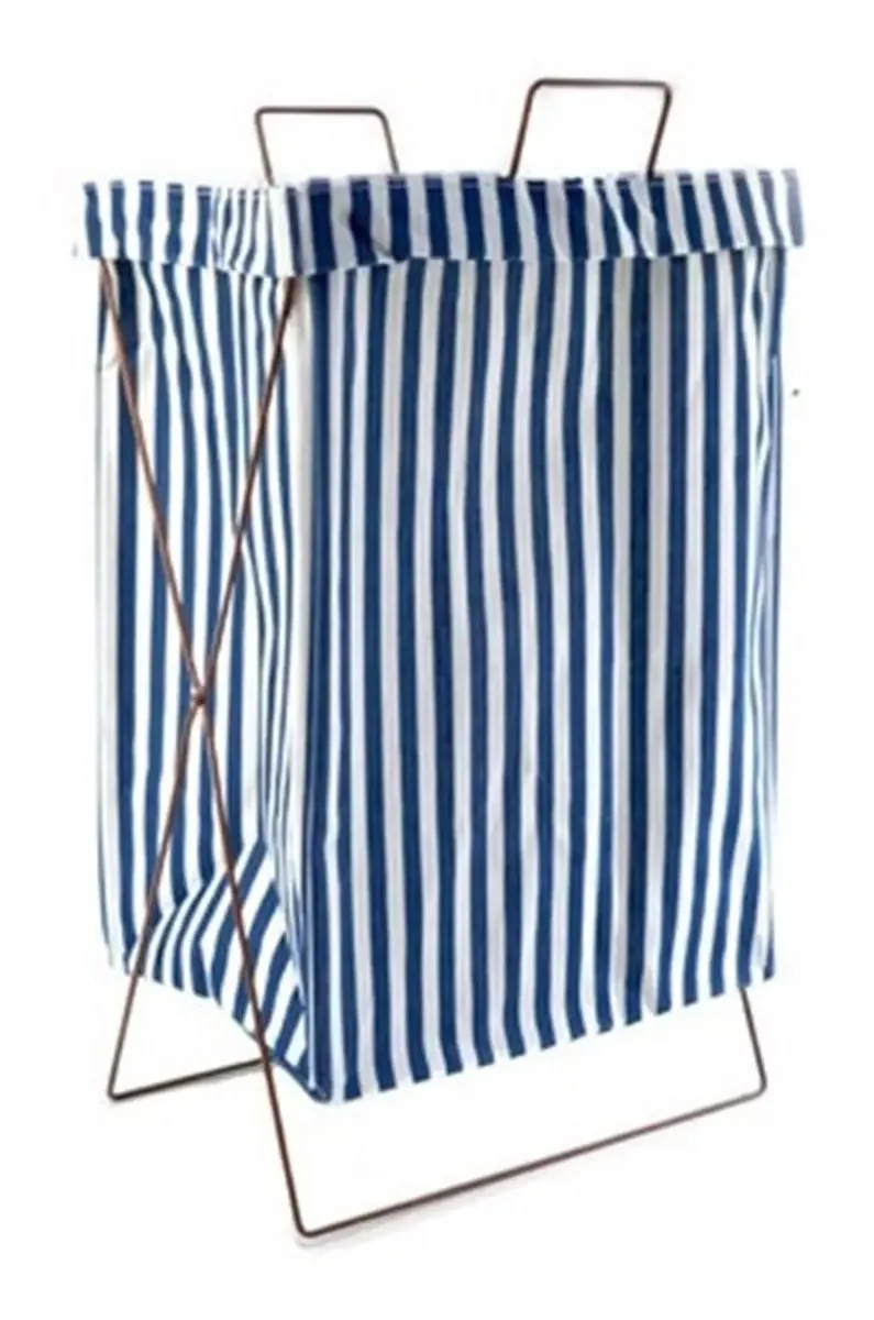 Cesto Organizador Dobrável Multiuso Roupa Brinquedos Trc8438 Cor Azul E Branco