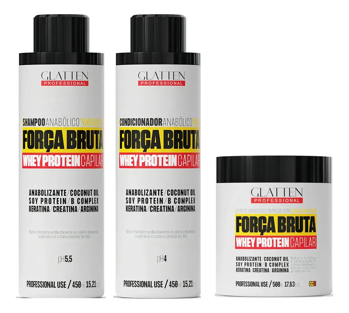 Glatten Força Bruta Shampoo E Condicionador E Máscara