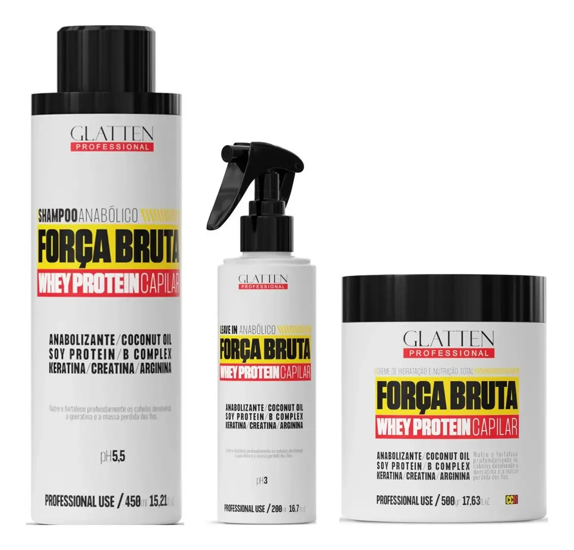 Glatten Força Bruta Shampoo E Máscara E Leave-in