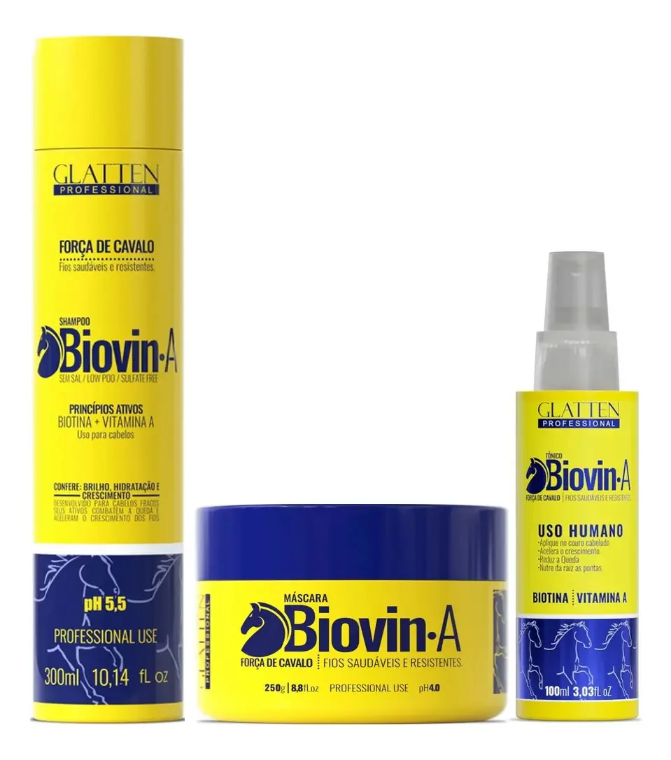 Glatten Biovin Shampoo E Máscara E Tônico