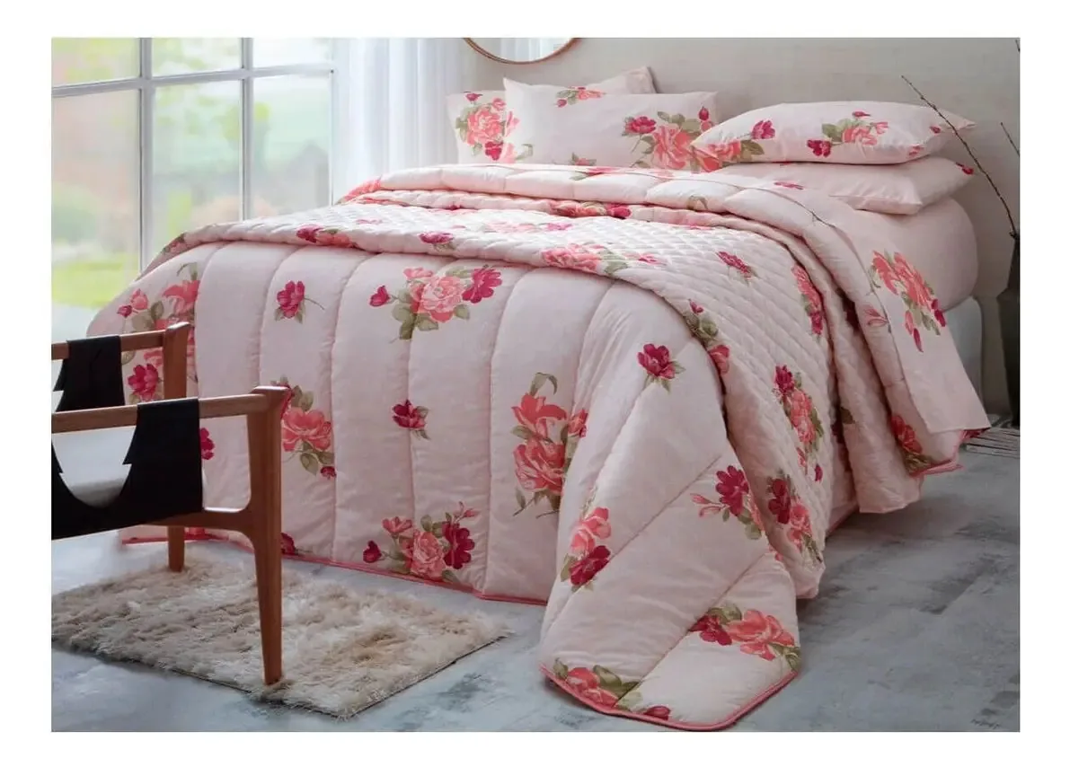Jogo Cama Casal Com 5 Peças 140 Fios Realce Premium Perla