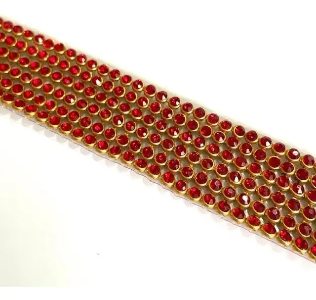Manta Strass Dourada Vermelho Adesiva Termocolante 2cmx45cm