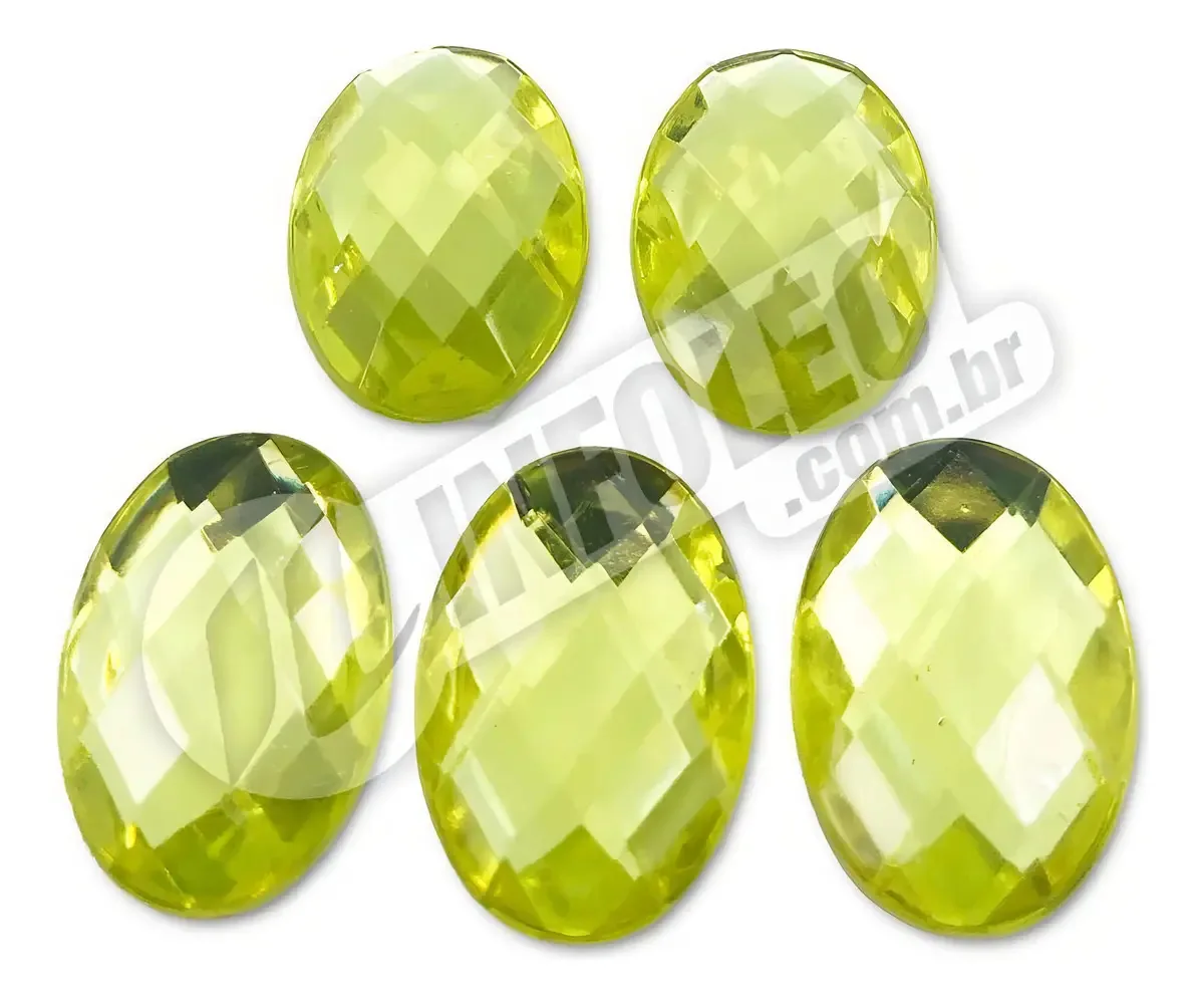 Chaton Acrilico Oval 18x25mm Amarelo - 5 Unidades