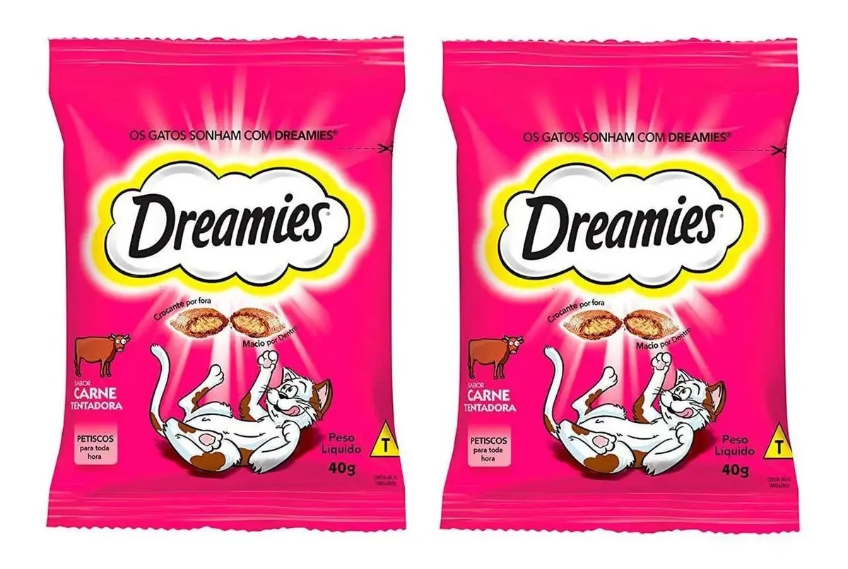 Kit 2 Petiscos Para Gatos Dreamies Carne Adultos 40g