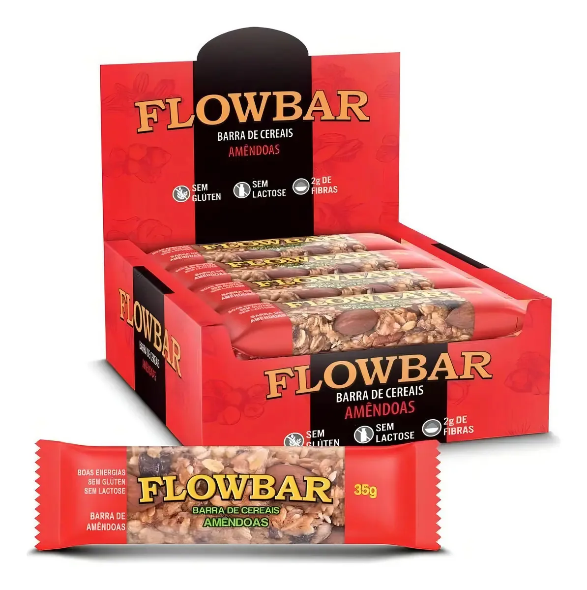 Barra De Cereais Flowbar Amêndoas 35g - Caixa C/20 Barras