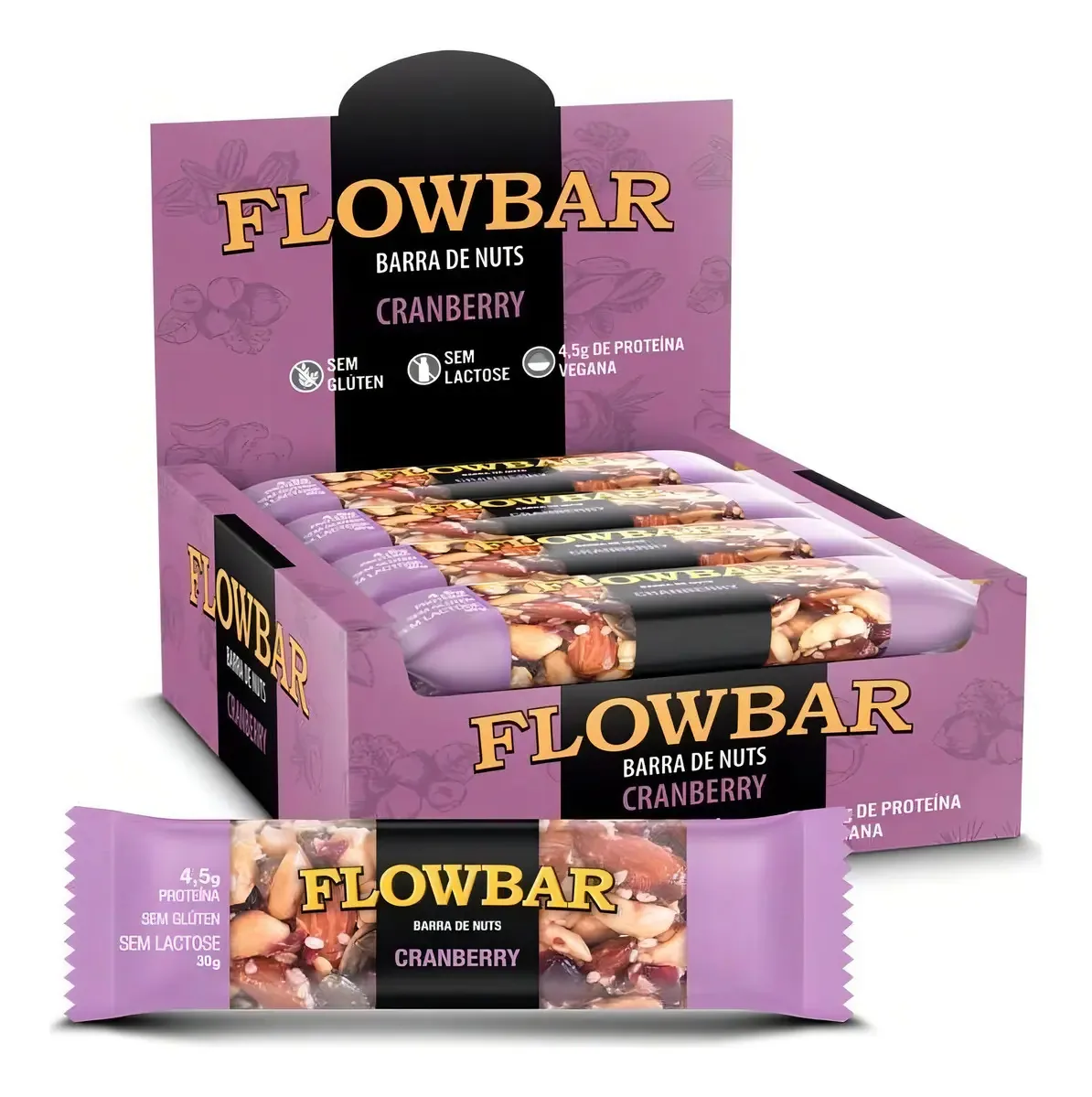 Barra De Cereais Flowbar Cranberry 30g - Caixa C/20 Barras