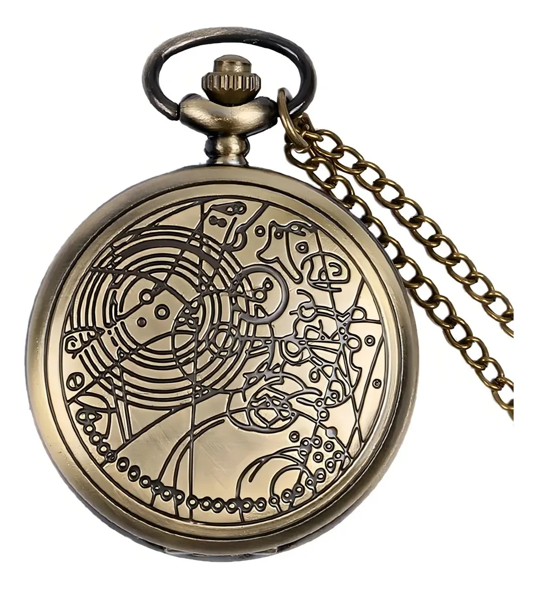 Relógio De Bolso Doctor Who Modelo De Bronze Com Corrente