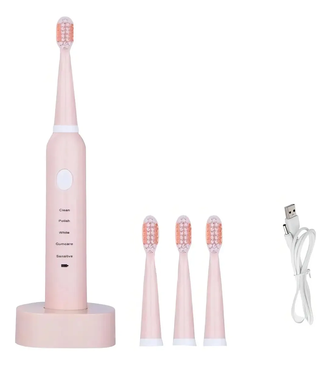 Escova De Dentes Elétrica Recarregável 5 Modos Rosa
