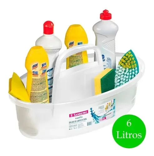Balaio Sanremo bacia plástica balde Cesto lavanderia limpeza detergente esponja produtos limpeza água 6 L