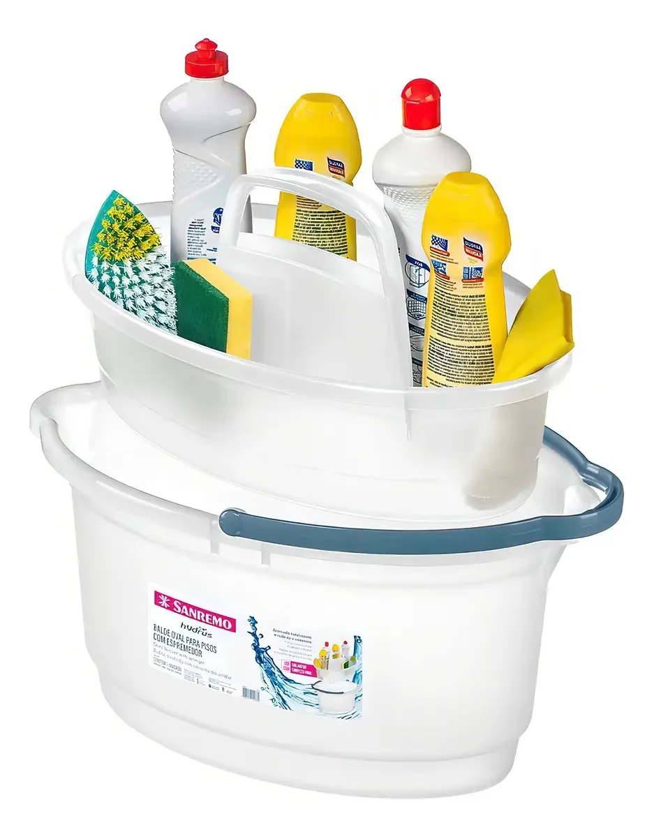 Balde Oval 14 Litros E Balaio Transporte Produtos Limpeza