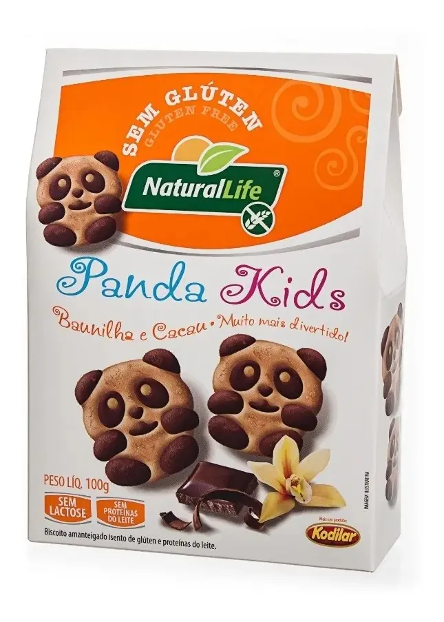 3 Biscoitos Panda Kids Sem Gluten E Lactose Baunilha Cacau