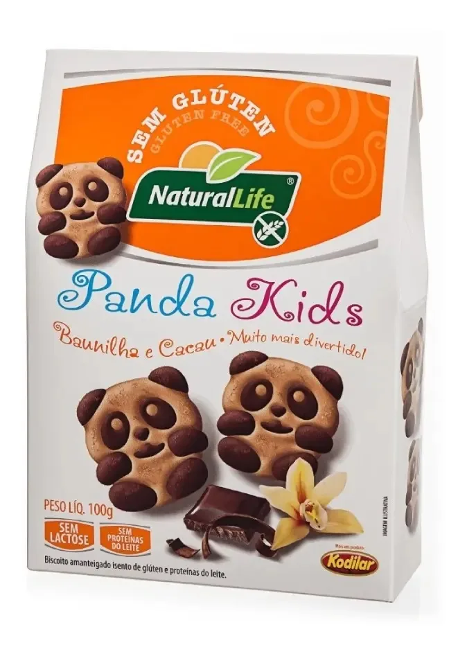 6 Biscoitos Panda Kids Sem Gluten E Lactose Baunilha Cacau