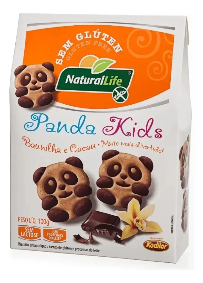 12 Biscoitos Panda Kids Sem Gluten E Lactose Baunilha Cacau