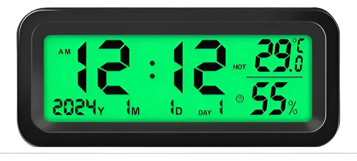 Termômetro Relógio Umidade Digital Carro Casa Led Verde Top