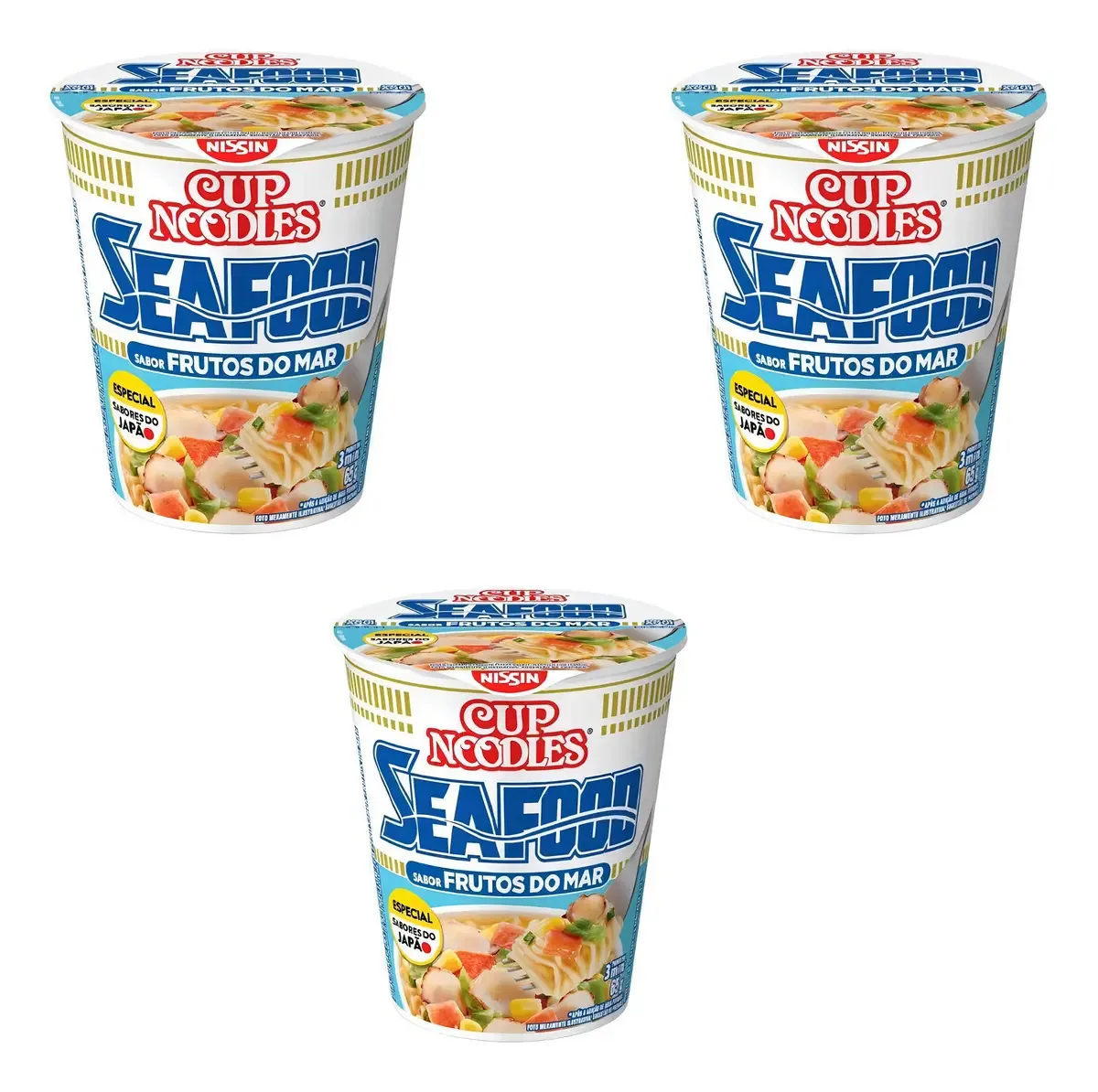 Kit Com 03 Cup Noodles Macarrão Nissin Frutos Do Mar