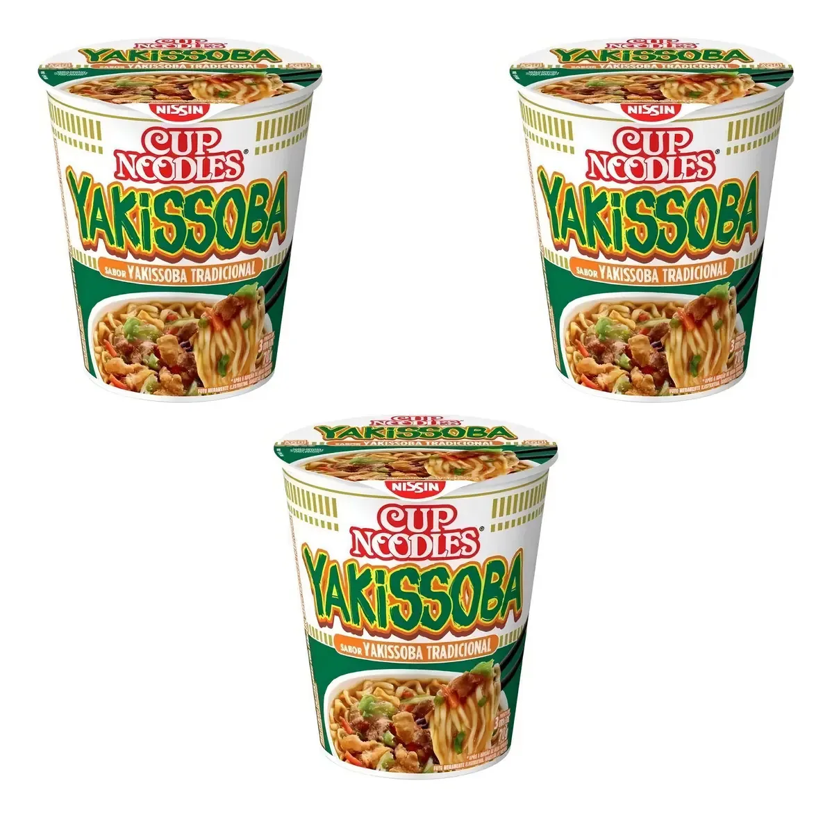 Kit 03 Cup Noodles Macarrão Yakissoba Tradicional