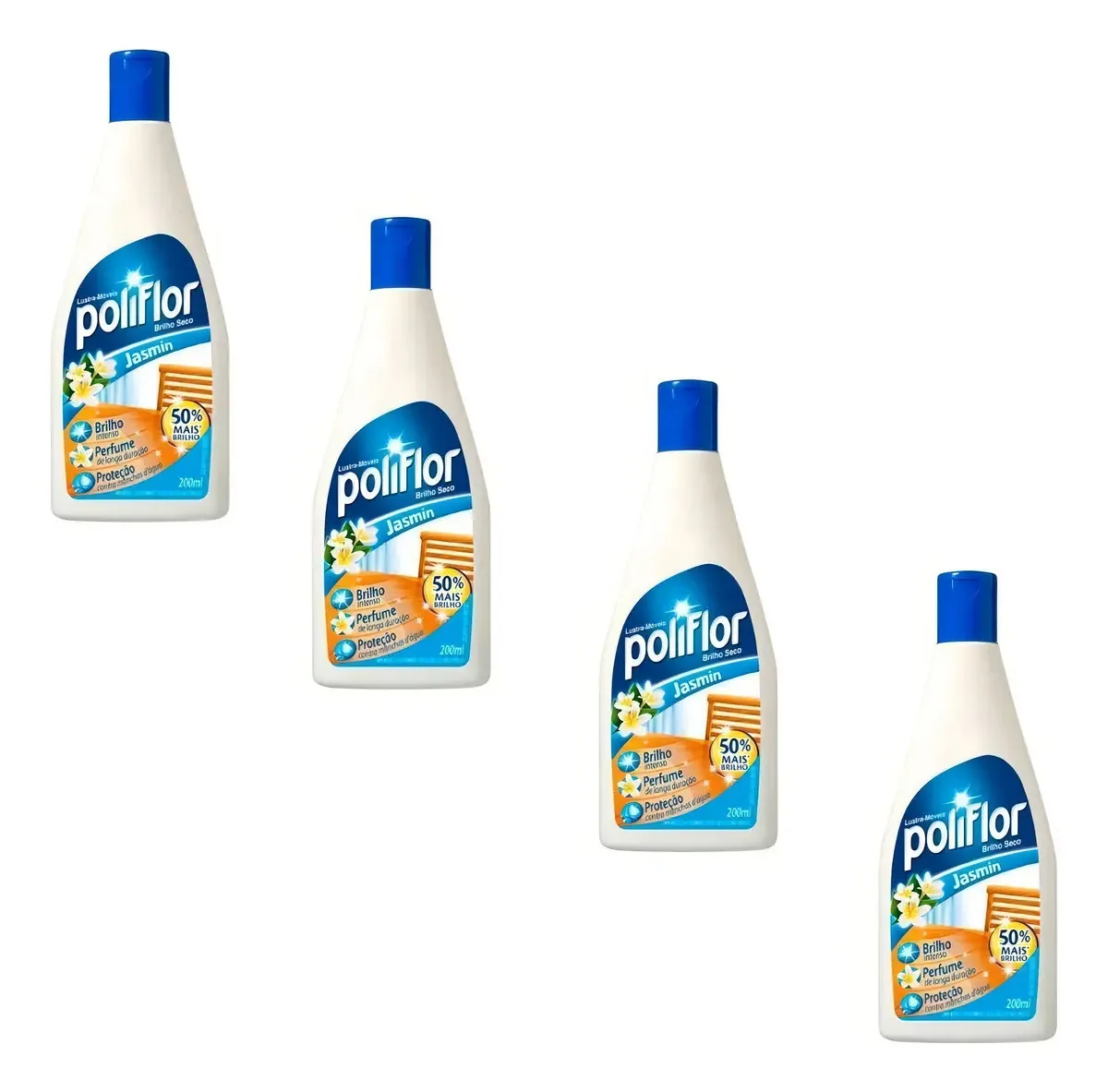 Kit 04 Unidade Lustra Móveis Poliflor Jasmim 200ml