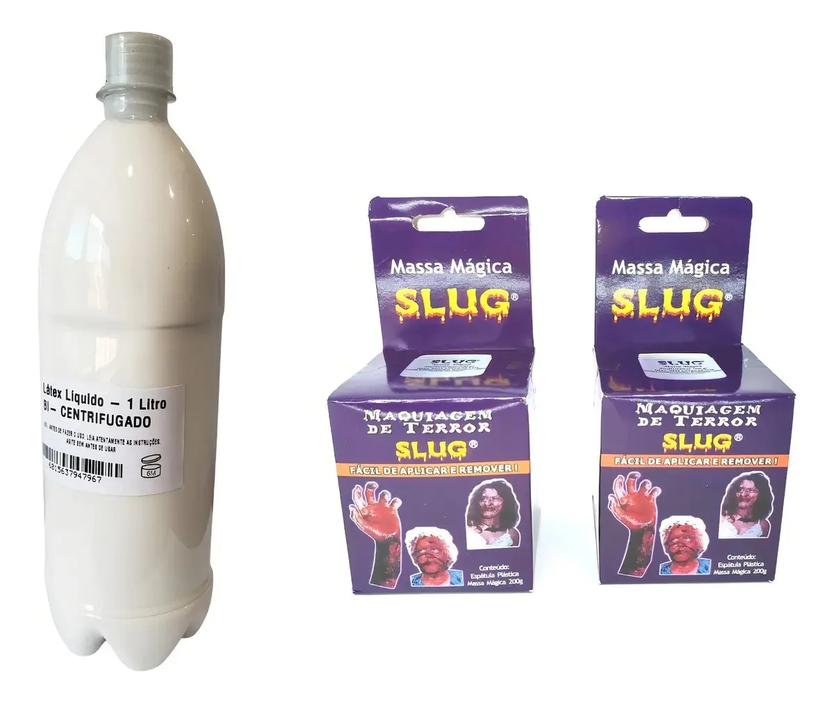 Kit Maquiagem Slug 2 Massas 200g Cada + 1L Látex Para Efeitos