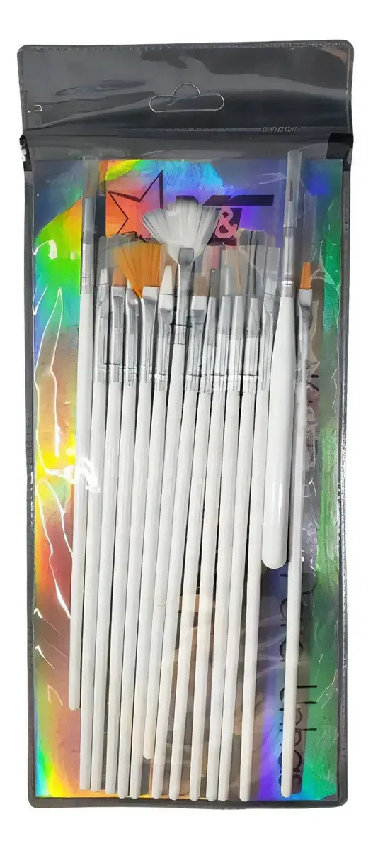 Kit 15 Pincéis Unhas Decoração Profissional Nail