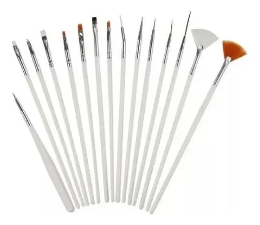 Kit 15 Pinceis Unhas Para Decoração Nail Art Profissinal
