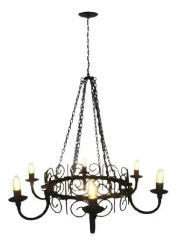 Lustre Medieval De Ferro Com Corrente Rústico Com Cúpulas