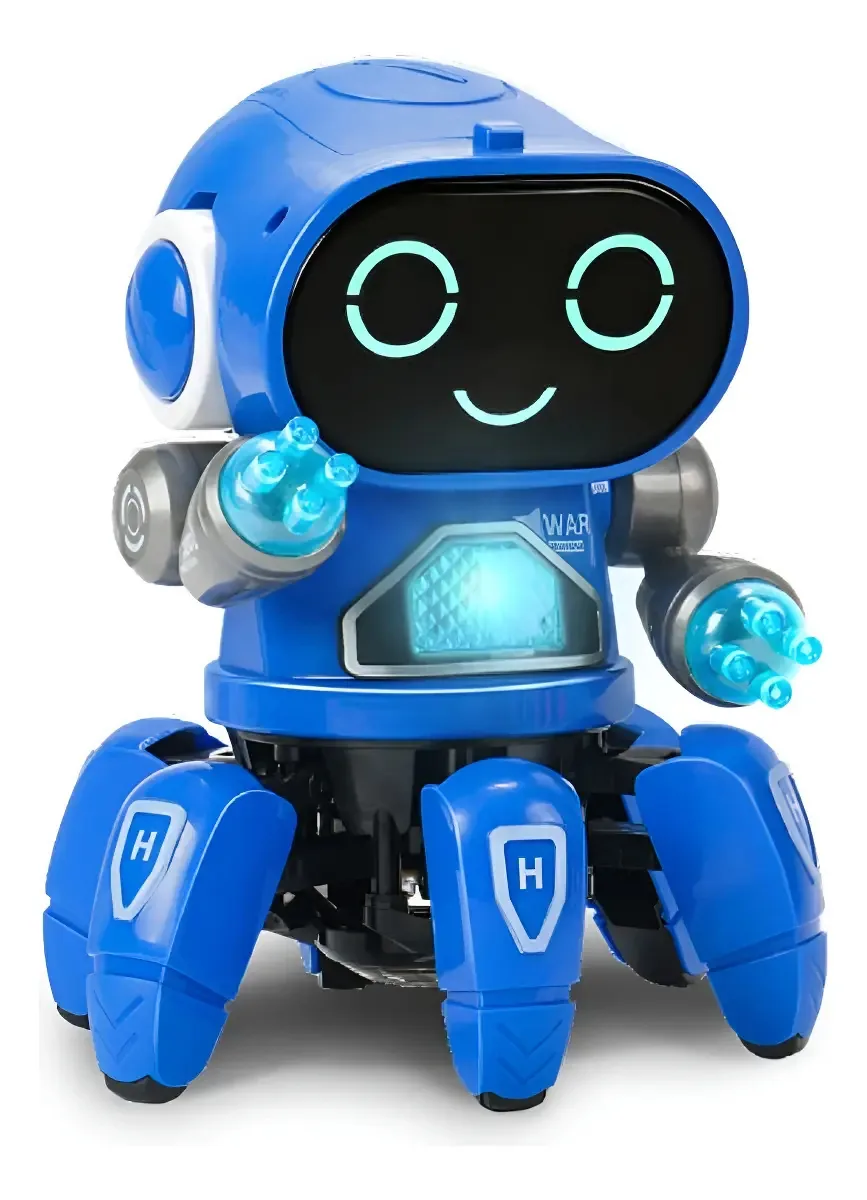 Brinquedo Educativo Robô Aranha Dançarino Som Luzes Robomix Azul