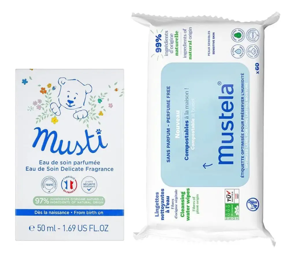 Perfume Água Colônia Mustela Bebê Musti Mais Lenço