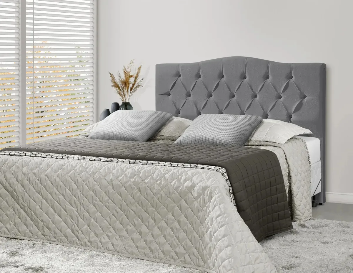 Cabeceira Cama Casal Queen 160cm Capitonê Cinza