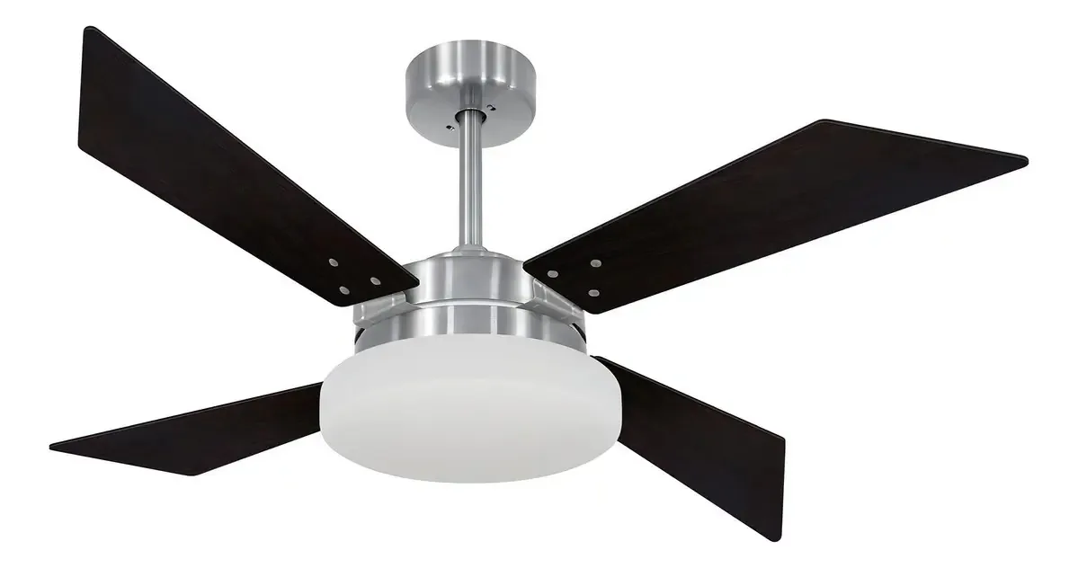 Ventilador De Teto Vd50 Tech Prata E Tabaco 4 Pás Mdf