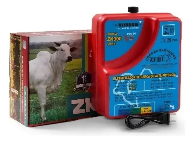 Eletrificador Rural Zebu ZK300 19Juso para Cercas de Até 6.5km