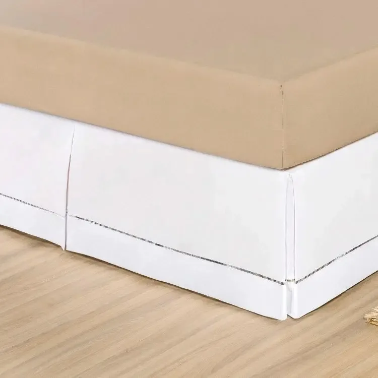 Saia Box Solteirão 200 Fios Ponto Palito Cor Branco