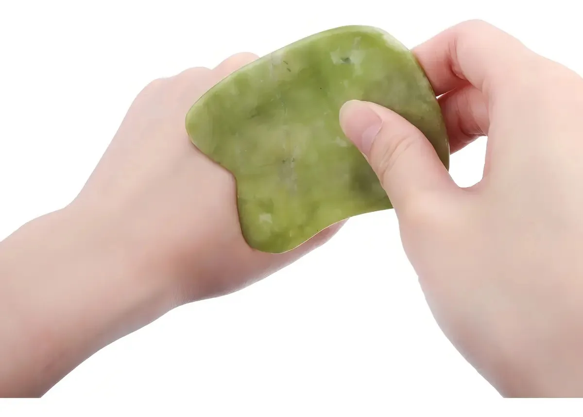 Placa Gua Sha Pedra Natural Jade Massagem Raspagem Skincare