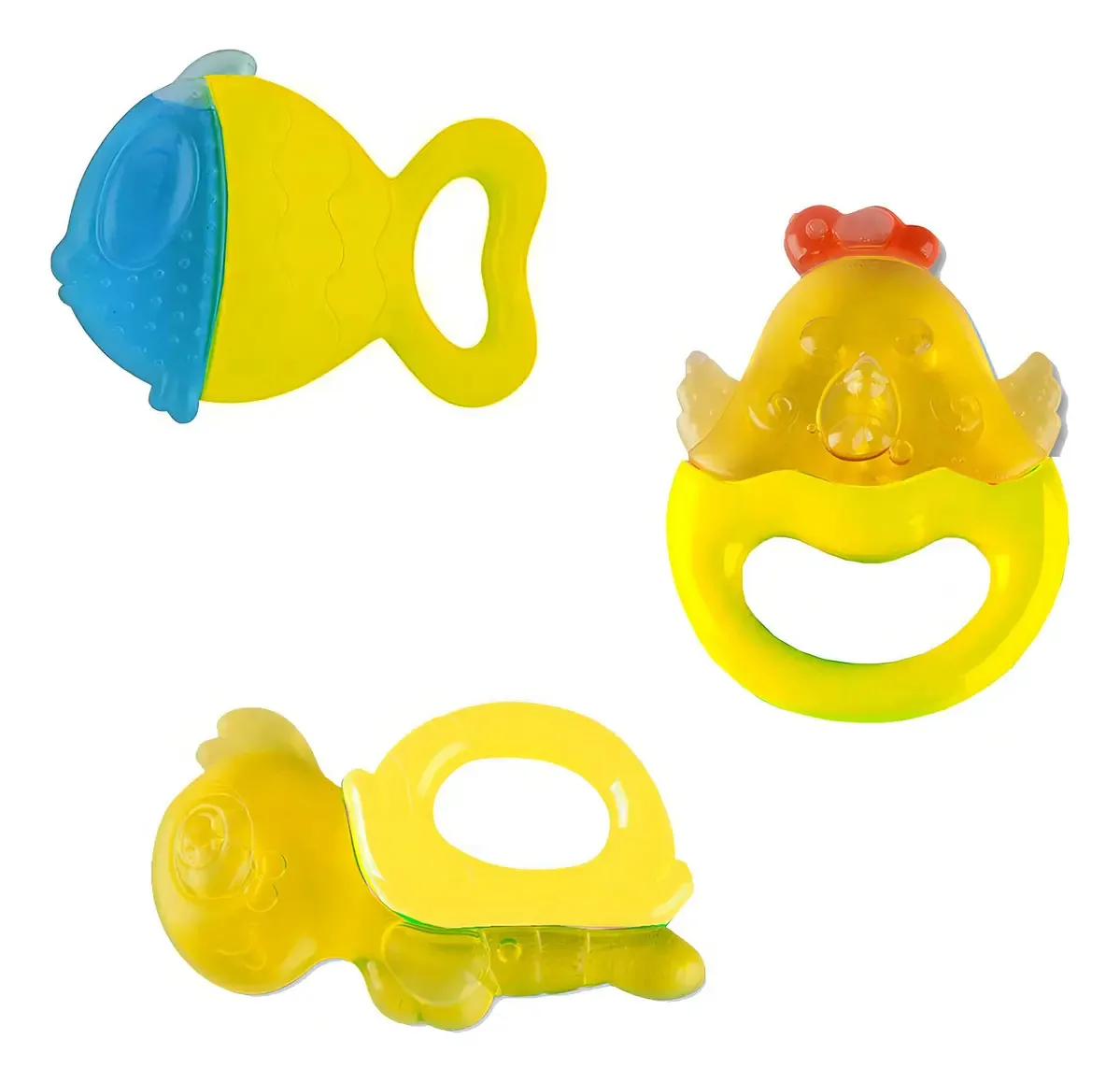 Kit 3 Mordedores Amarelo Bebê Infantil 0 A 18 Meses Zoop