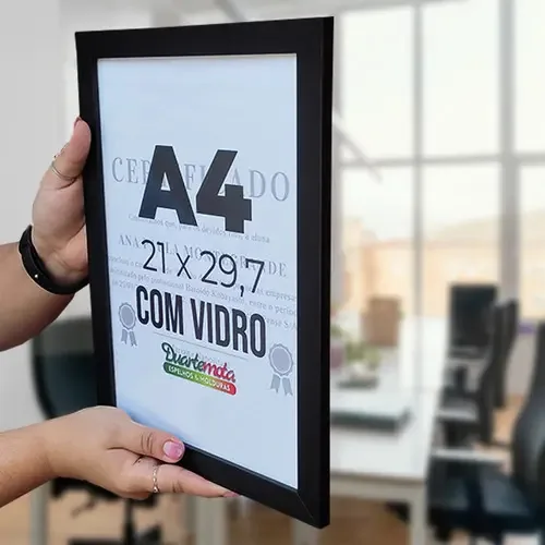 Kit 10 Molduras C/ Vidro A4 30x21cm Certificado Diploma Foto Cor Preto